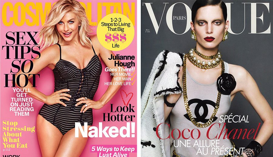 Waarom vrouwen in Vogue nooit lachen en in Cosmopolitan altijd